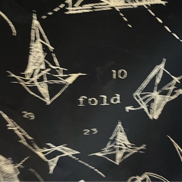 Anthropologie Moulinette Soeurs Many Folds 100% Silk Dress 2 Origami Black Ivory - Picture 7 of 12